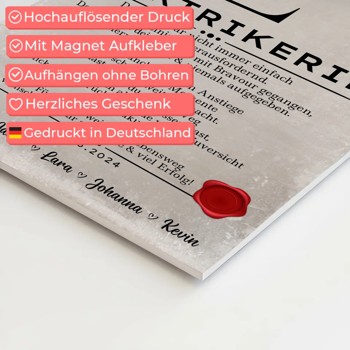 Ausbildungsabschluss Geschenk Elektrikerin Urkunde Fotoboard Magnet Poster