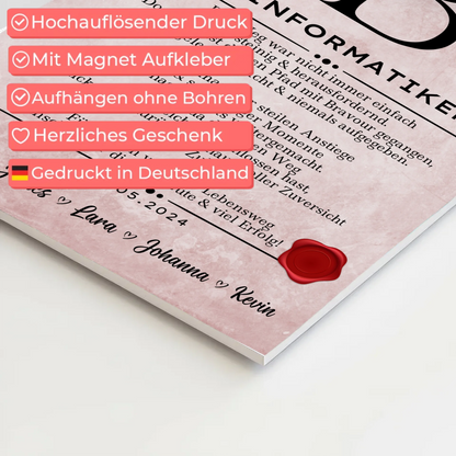 Geschenk Abschluss Ausbildung Fachinformatikerin Urkunde Fotoboard Magnet Wandbild