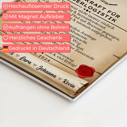 Ausbildungsabschluss Geschenk Fachkraft für Lagerlogistik Urkunde Magnet Wandbild Fotoboard