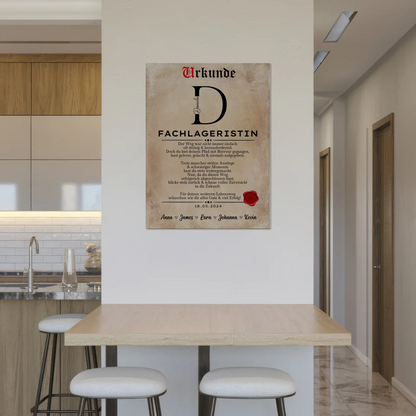 Geschenk Zum Abschluss Ausbildung Fachlageristin Urkunde Fotoboard