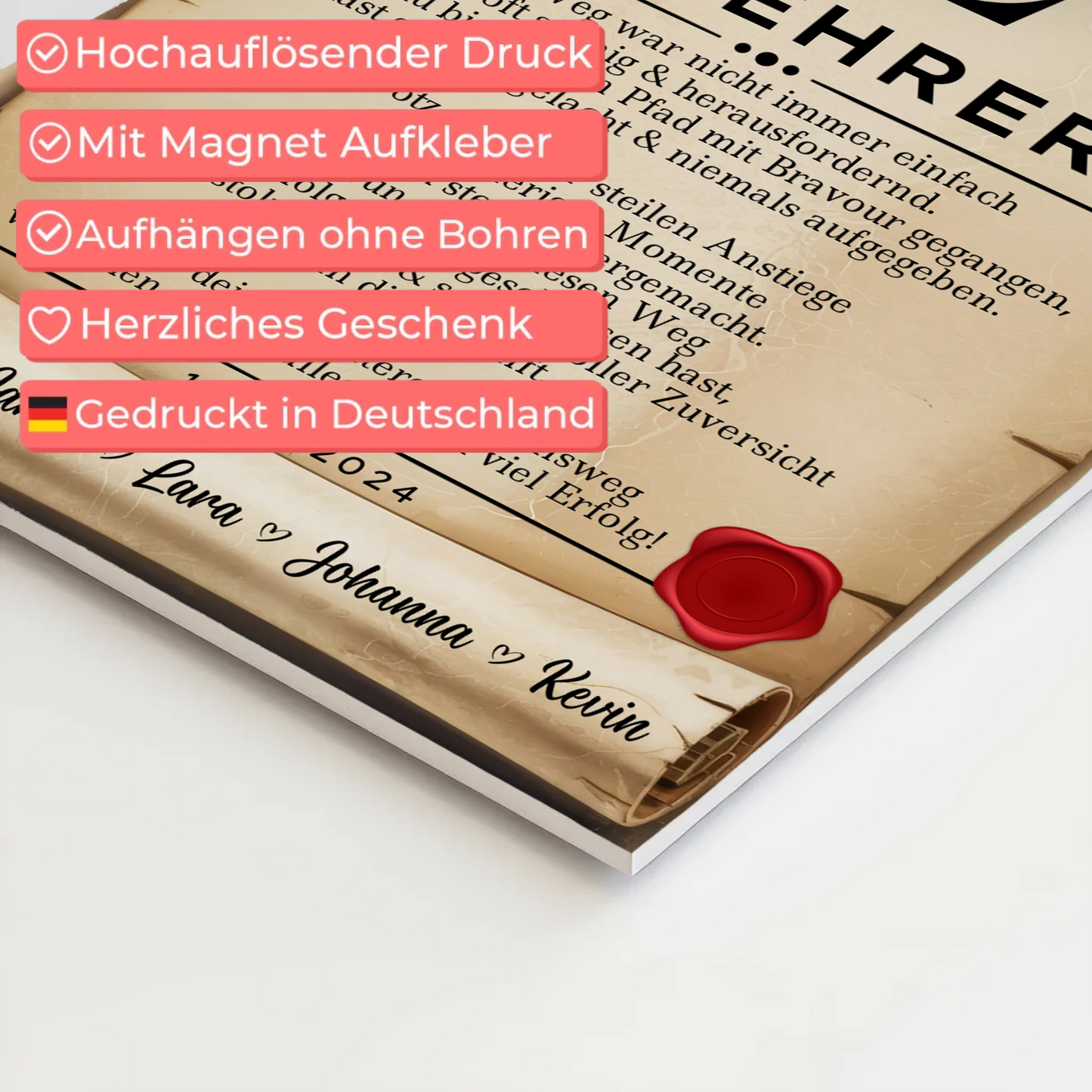 Geschenk Abschluss Ausbildung Fahrlehrerin Urkunde Fotoboard Magnetisch