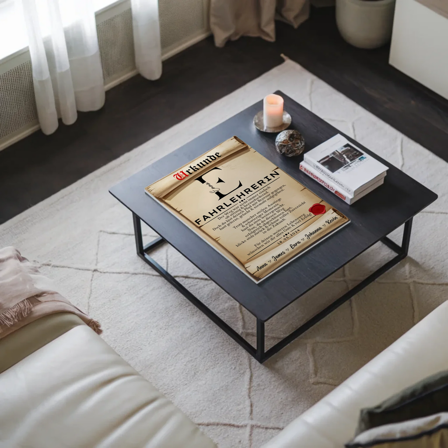 Geschenk Abschluss Ausbildung Fahrlehrerin Urkunde Fotoboard Magnetisch