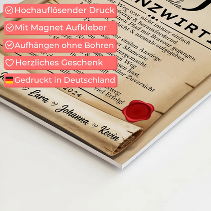 Geschenk Zum Abschluss Ausbildung Finanzwirtin Urkunde Magnet Fotoboard