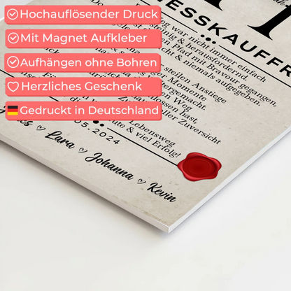 Geschenk Abschluss Ausbildung Fitnesskauffrau Urkunde Fotoboard Magnet Wandbild