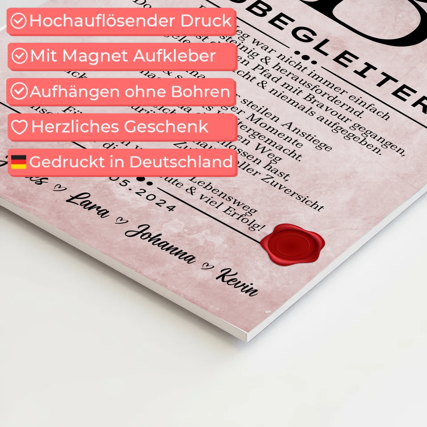 Geschenk Abschluss Ausbildung Flugbegleiterin Urkunde Fotoboard Magnetisch