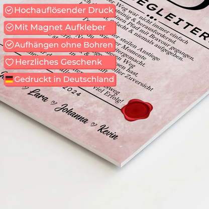 Geschenk Abschluss Ausbildung Flugbegleiterin Urkunde Fotoboard Magnetisch