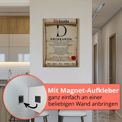 Geschenk Zum Abschluss Ausbildung Friseurin Urkunde Magnet Fotoboard