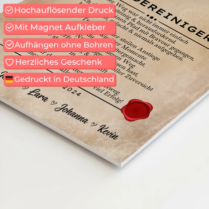 Ausbildungsabschluss Geschenk Gebäudereinigerin Urkunde Magnet Wandbild Fotoboard