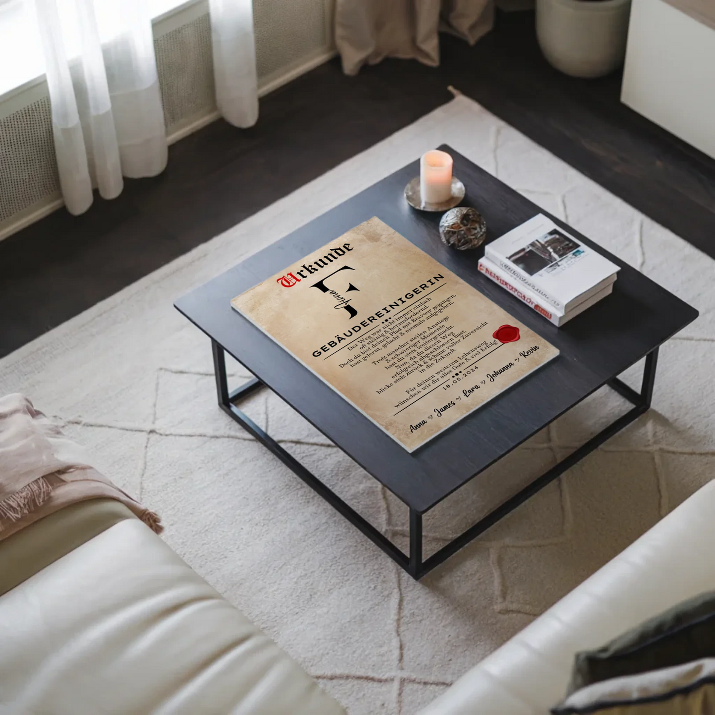 Ausbildungsabschluss Geschenk Gebäudereinigerin Urkunde Magnet Wandbild Fotoboard