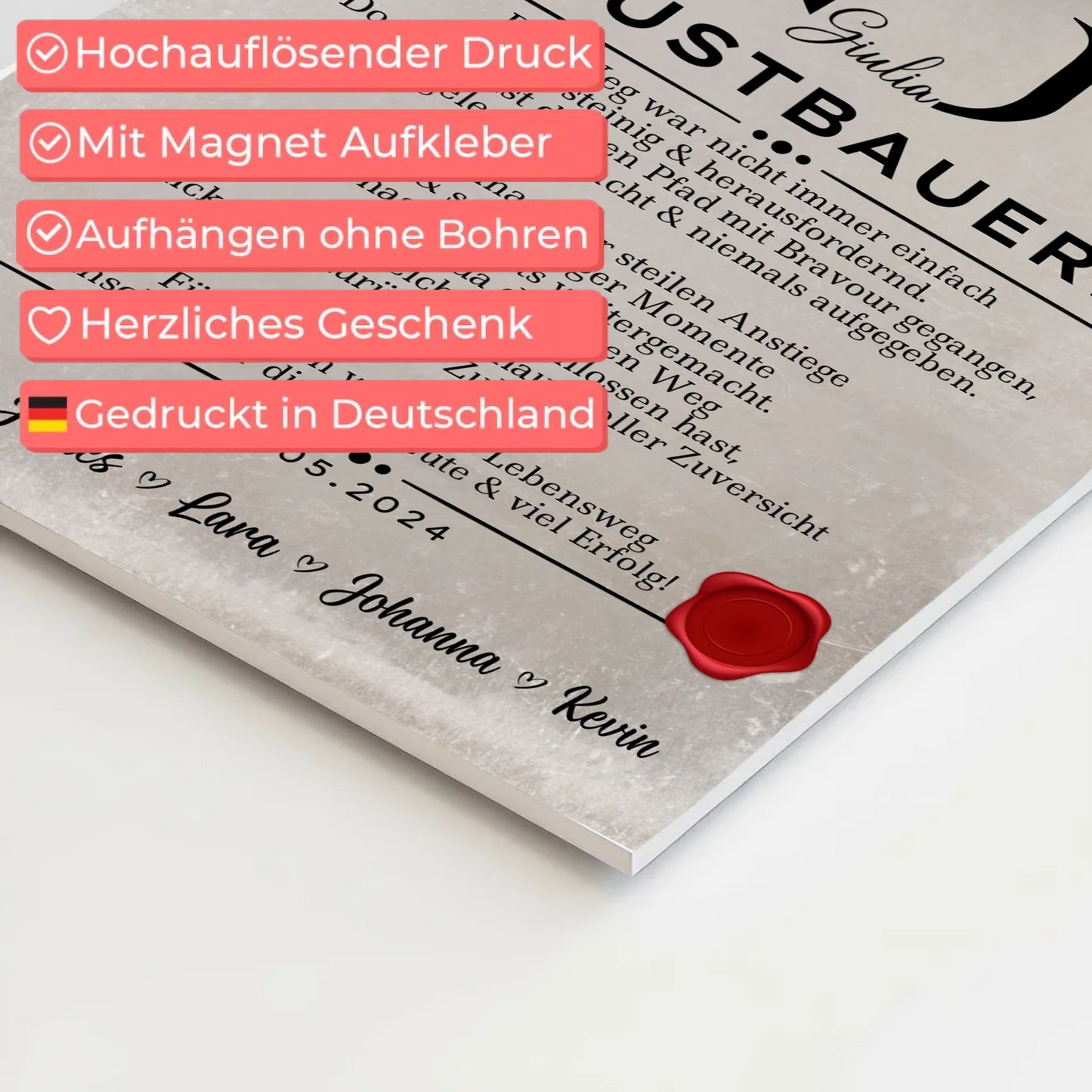 Geschenk Zum Abschluss Ausbildung Gerüstbauerin Urkunde Fotoboard