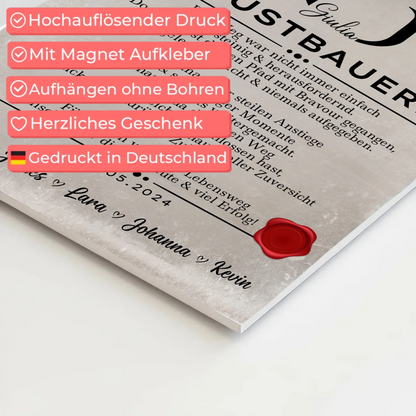 Geschenk Zum Abschluss Ausbildung Gerüstbauerin Urkunde Fotoboard