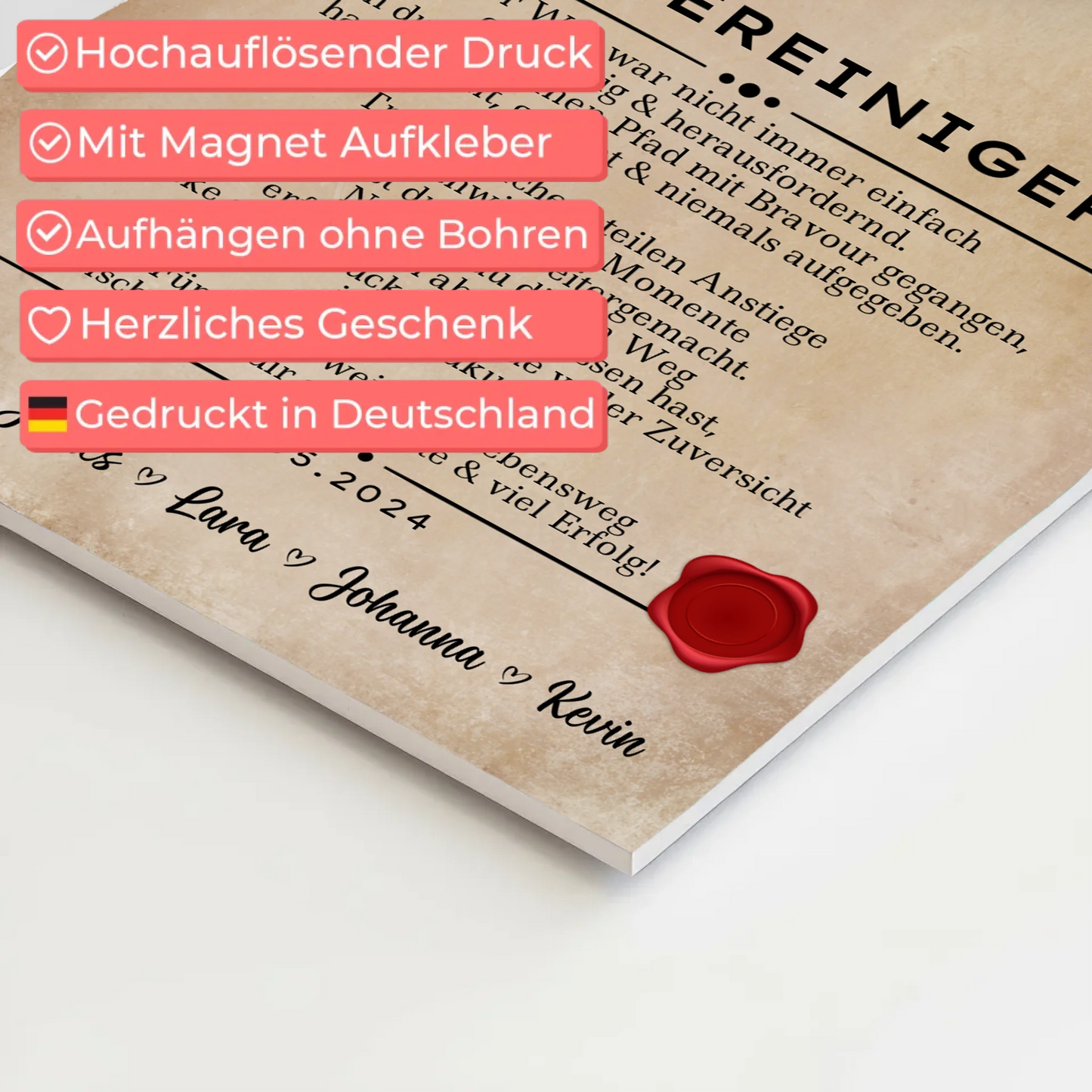 Ausbildungsabschluss Geschenk Gebäudereinigerin Urkunde Magnet Wandbild Fotoboard