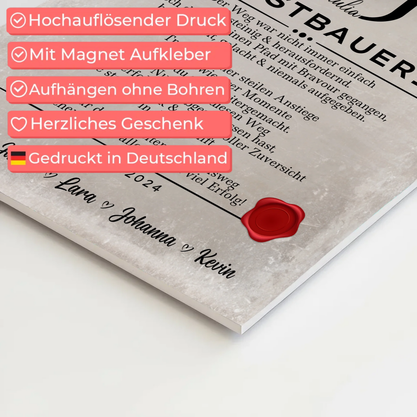 Geschenk Zum Abschluss Ausbildung Gerüstbauerin Urkunde Fotoboard