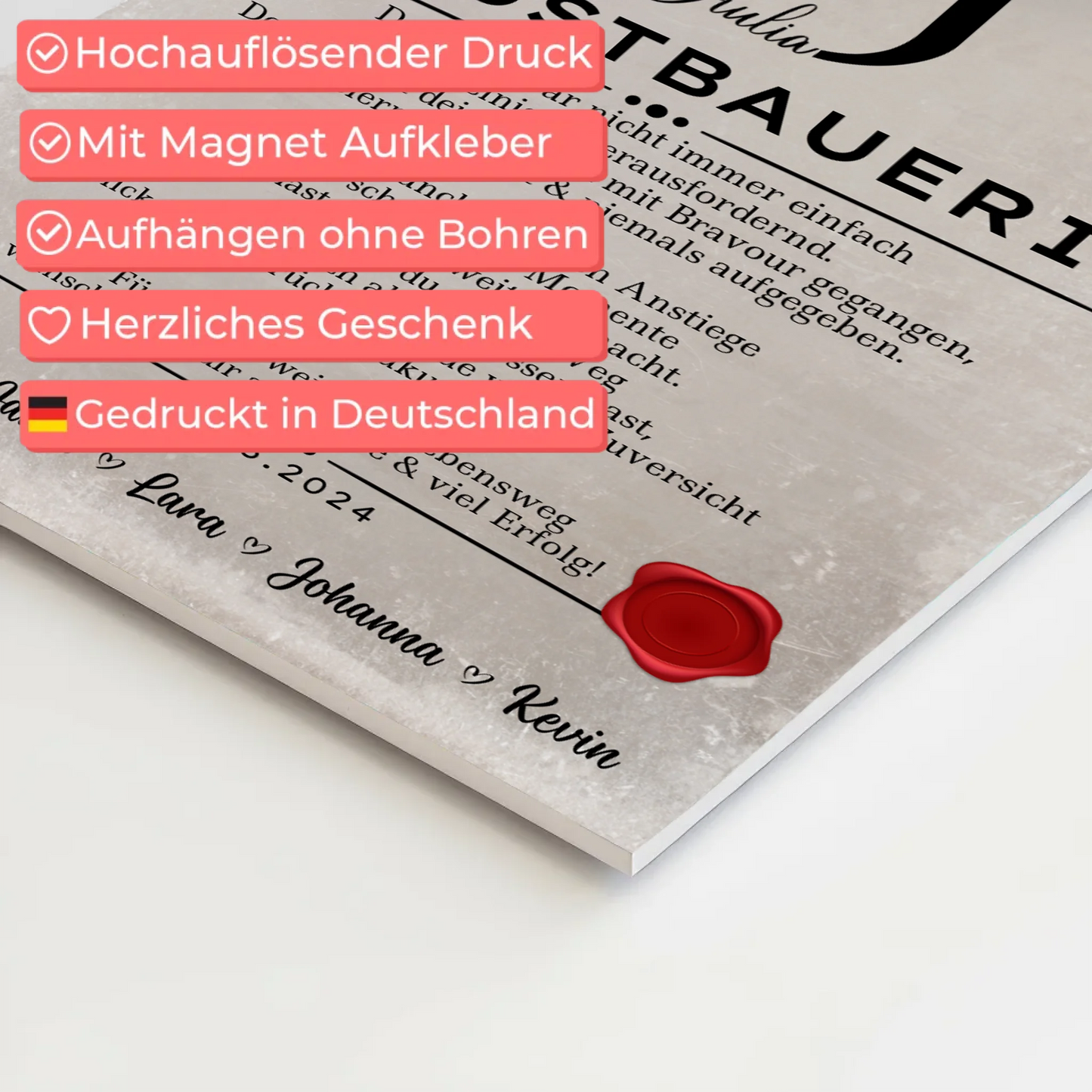 Geschenk Zum Abschluss Ausbildung Gerüstbauerin Urkunde Fotoboard
