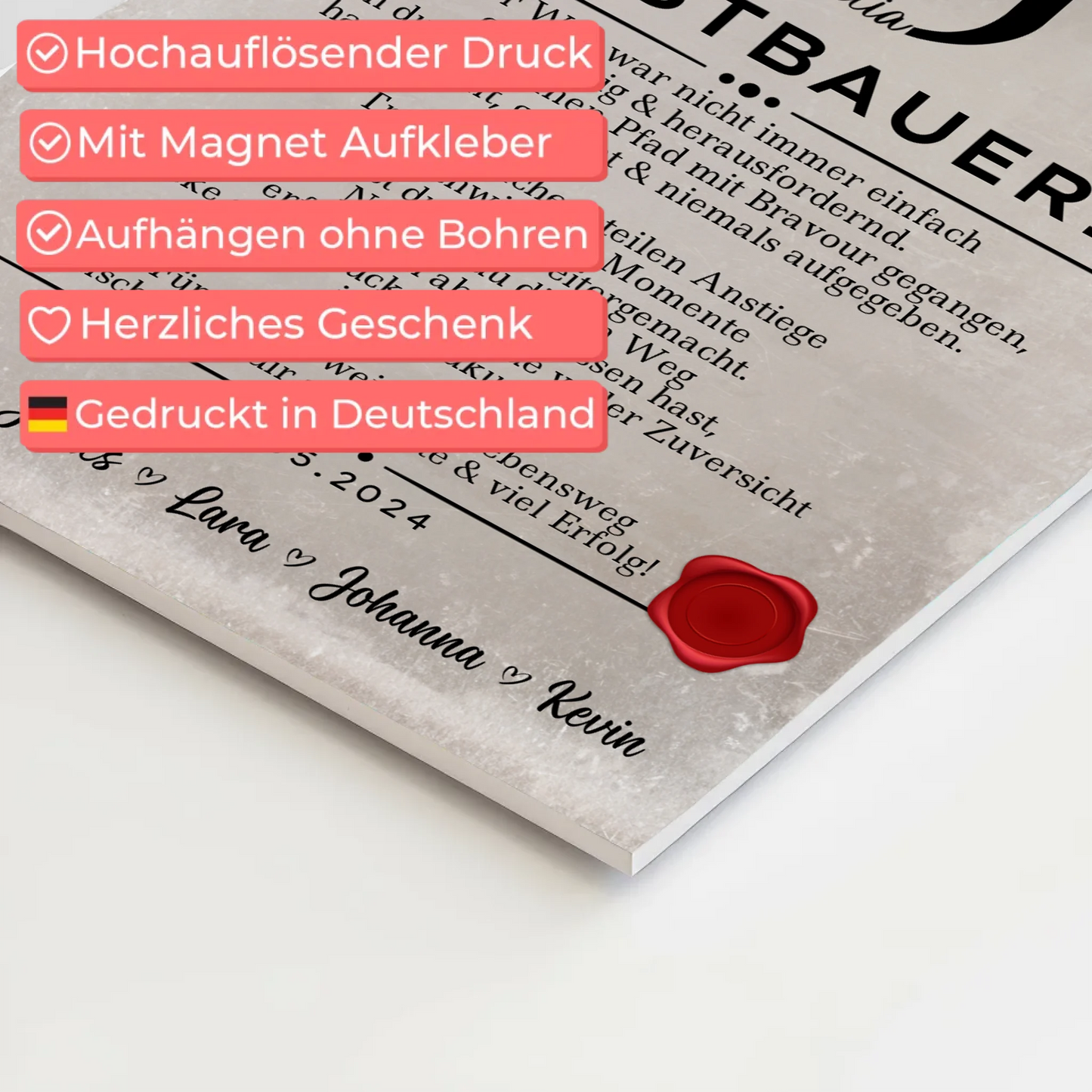 Geschenk Zum Abschluss Ausbildung Gerüstbauerin Urkunde Fotoboard