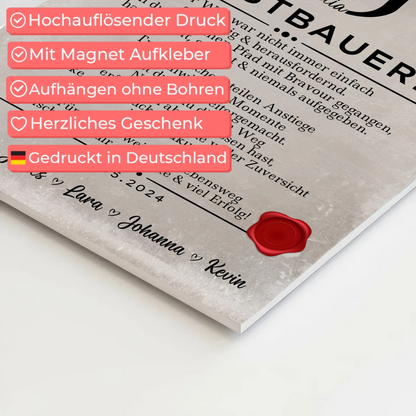 Geschenk Zum Abschluss Ausbildung Gerüstbauerin Urkunde Fotoboard