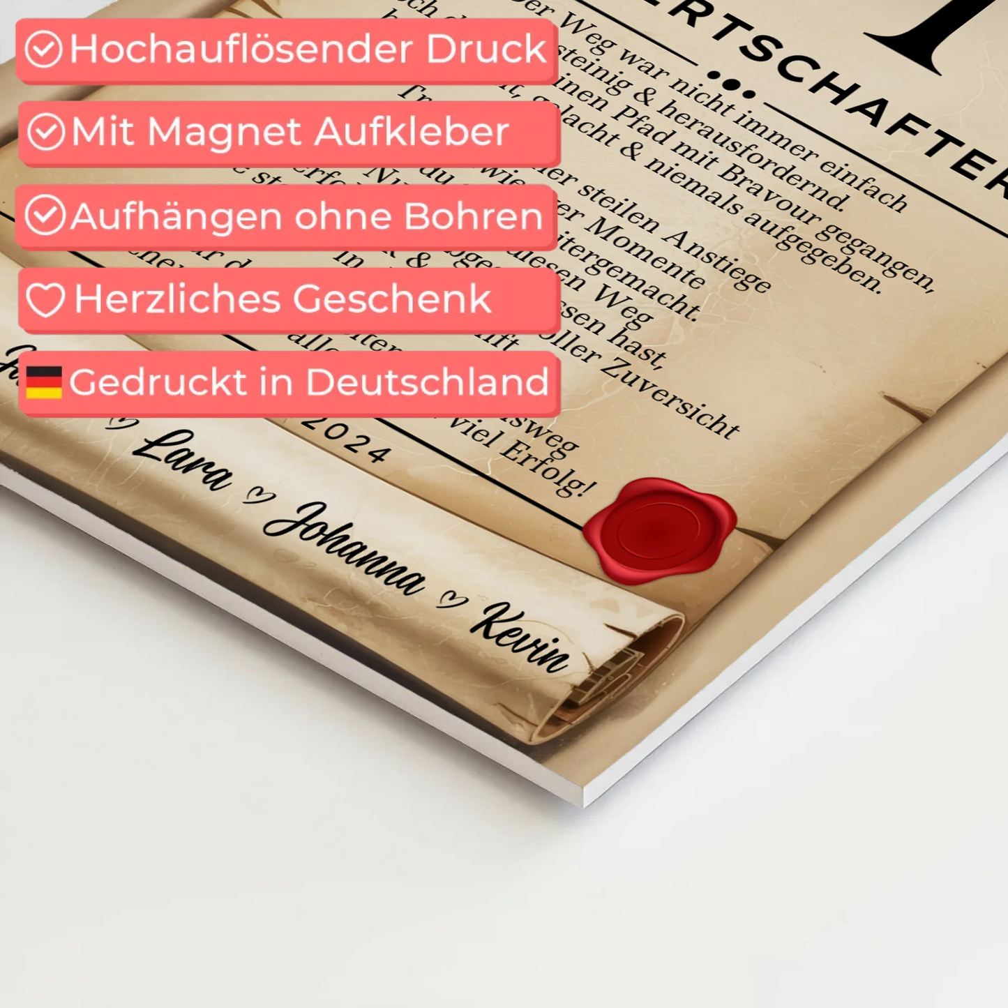 Geschenk Abschluss Ausbildung Hauswirtschafterin Urkunde Fotoboard Magnetisch