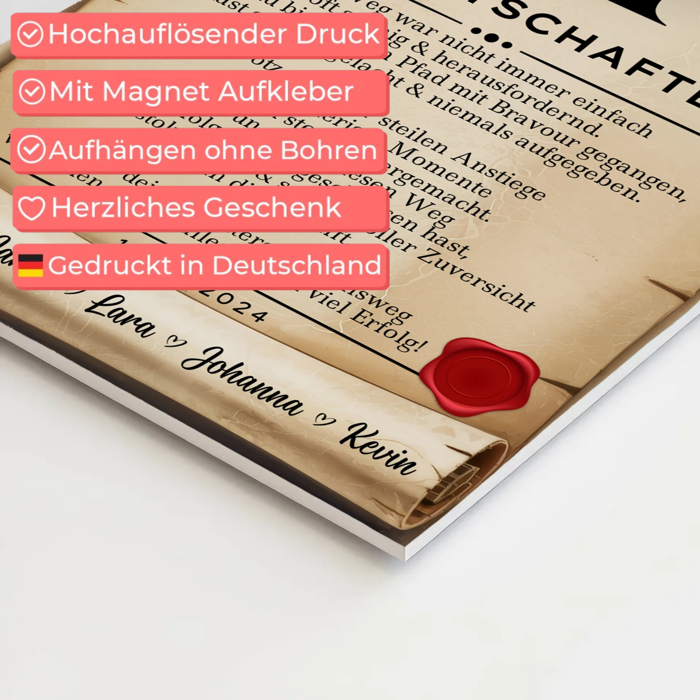 Geschenk Abschluss Ausbildung Hauswirtschafterin Urkunde Fotoboard Magnetisch