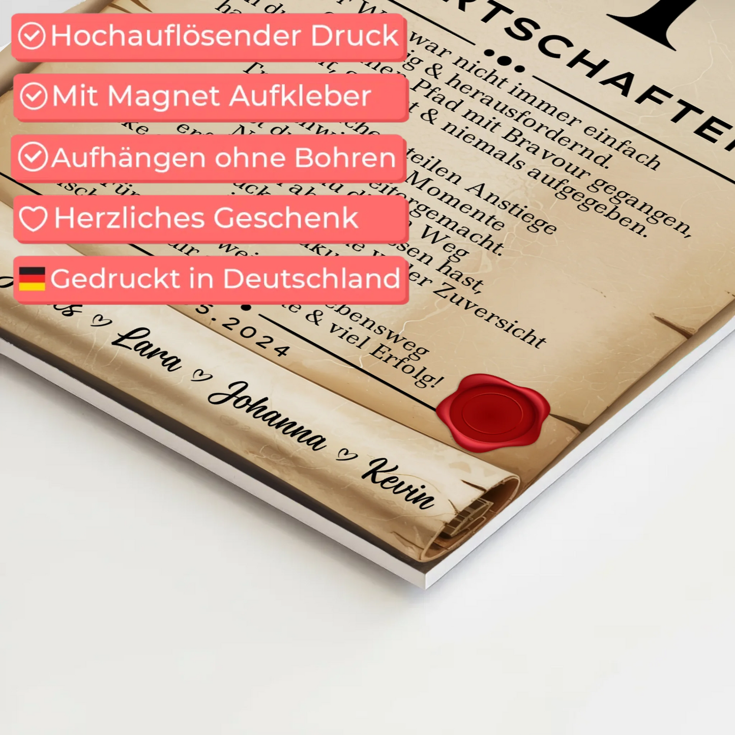 Geschenk Abschluss Ausbildung Hauswirtschafterin Urkunde Fotoboard Magnetisch