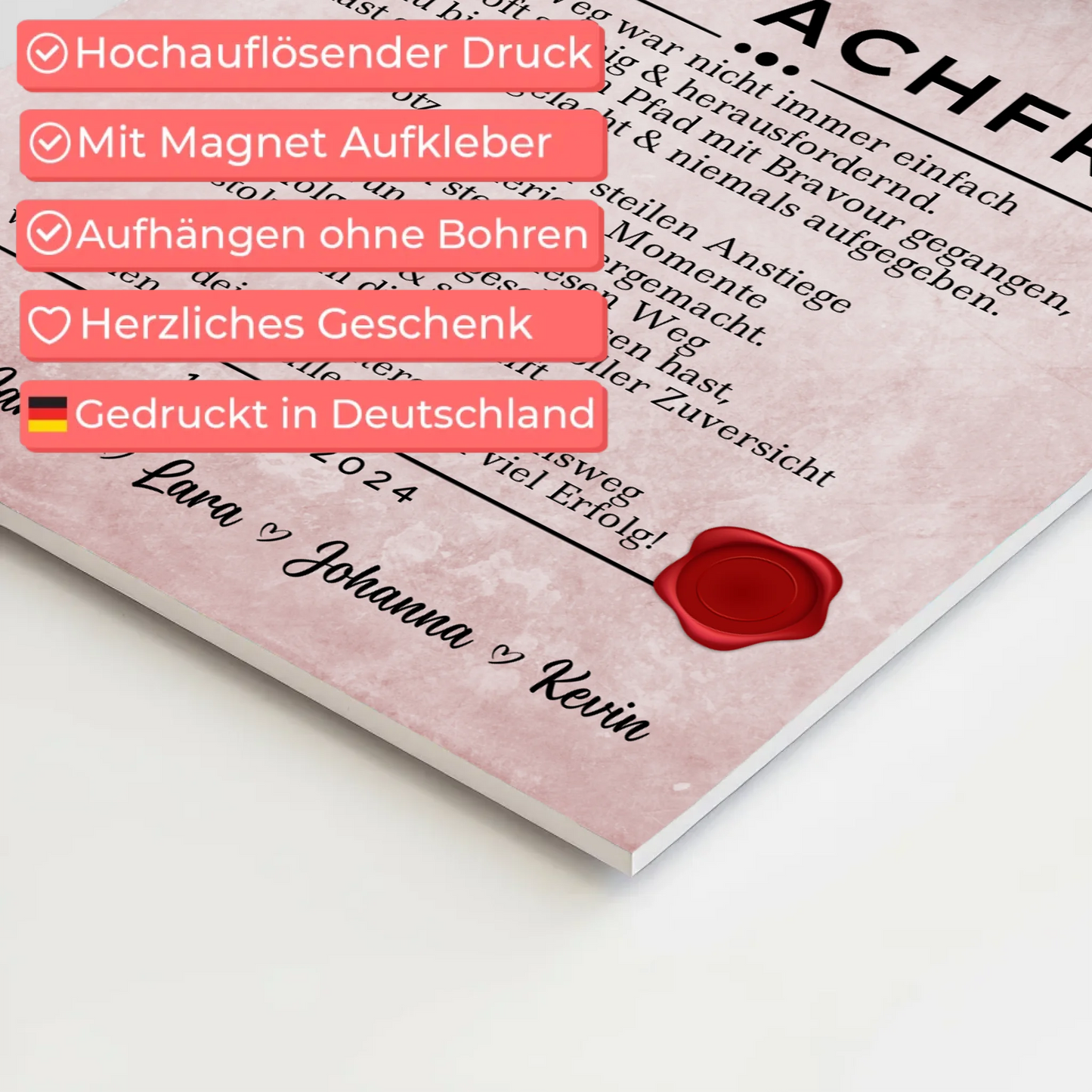 Ausbildungsabschluss Geschenk Hotelfachfrau Urkunde Fotoboard Magnet Poster