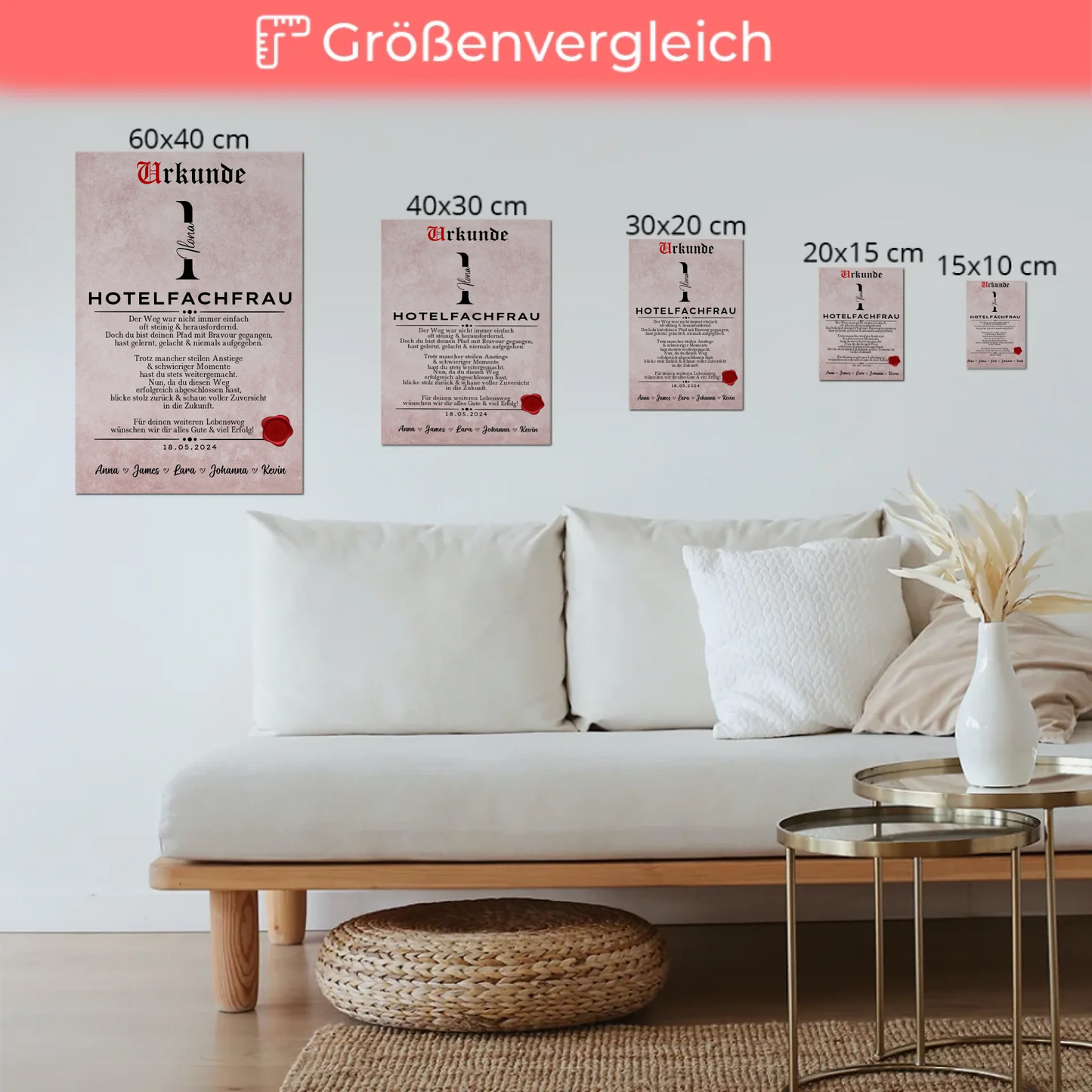 Ausbildungsabschluss Geschenk Hotelfachfrau Urkunde Fotoboard Magnet Poster