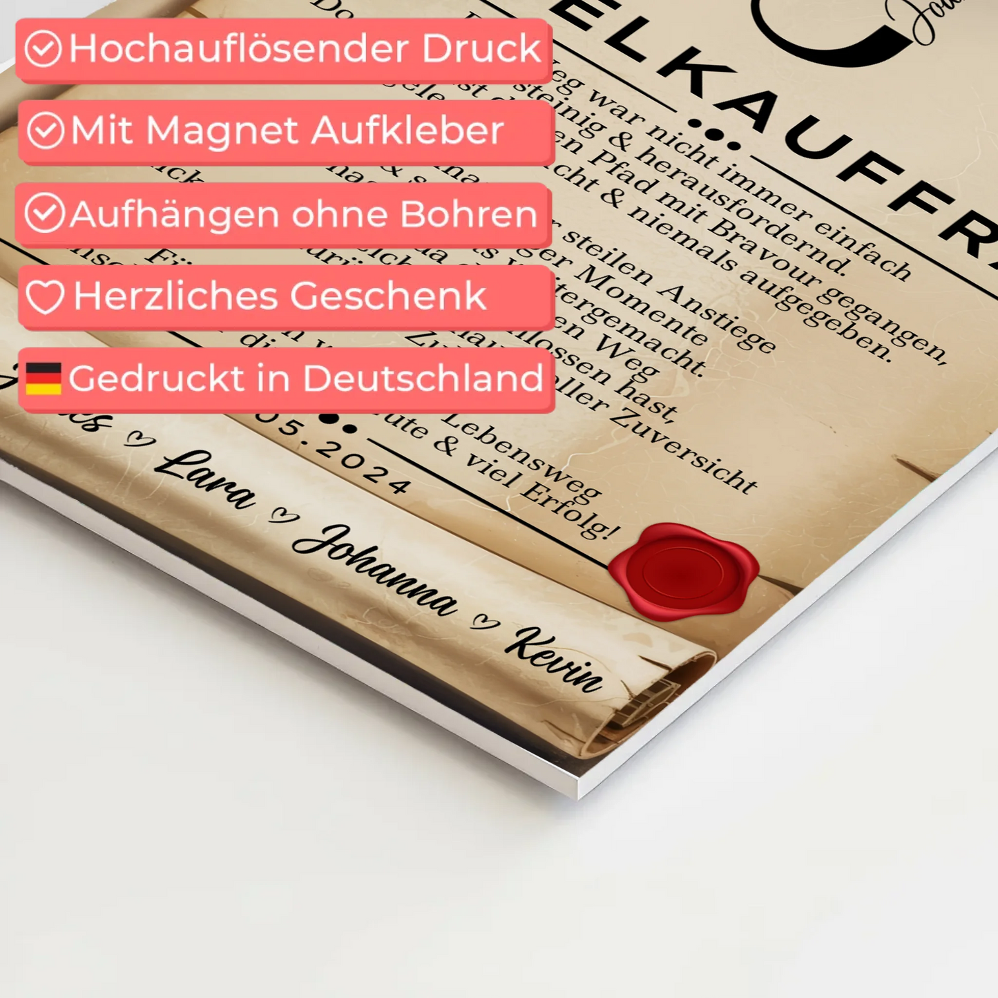 Geschenk Zum Abschluss Ausbildung Hotelkauffrau Urkunde Magnet Fotoboard