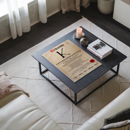 Geschenk Abschluss Ausbildung Immobilienkauffrau Urkunde Fotoboard Magnet Wandbild