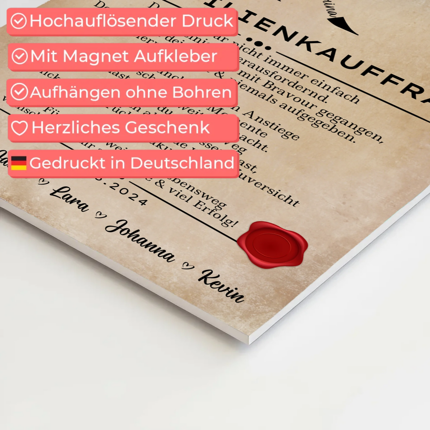 Geschenk Abschluss Ausbildung Immobilienkauffrau Urkunde Fotoboard Magnet Wandbild