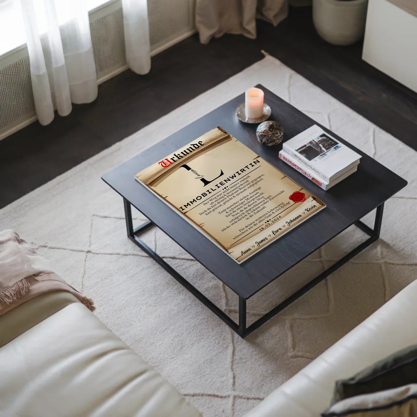 Ausbildungsabschluss Geschenk Immobilienwirtin Urkunde Magnet Wandbild Fotoboard