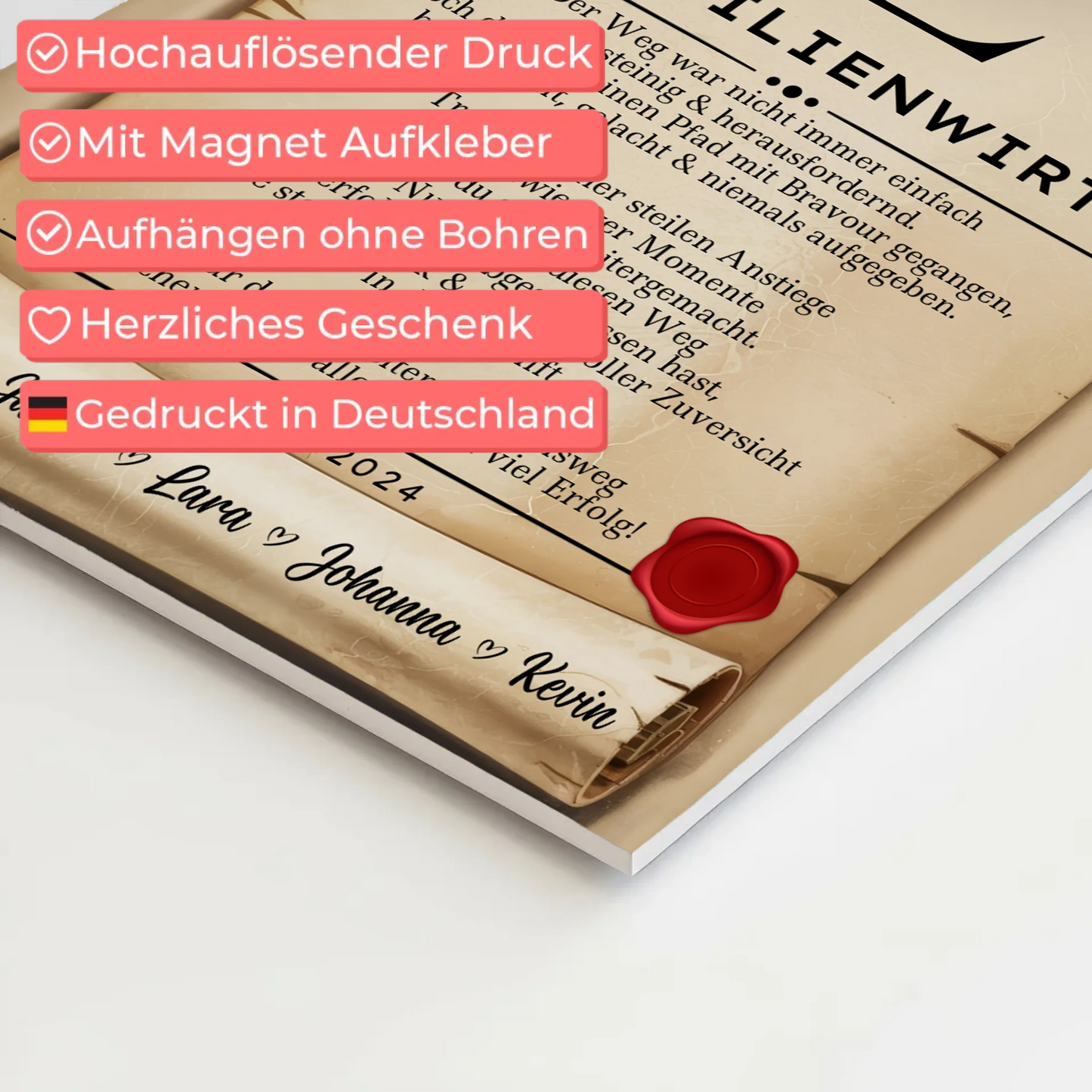 Ausbildungsabschluss Geschenk Immobilienwirtin Urkunde Magnet Wandbild Fotoboard