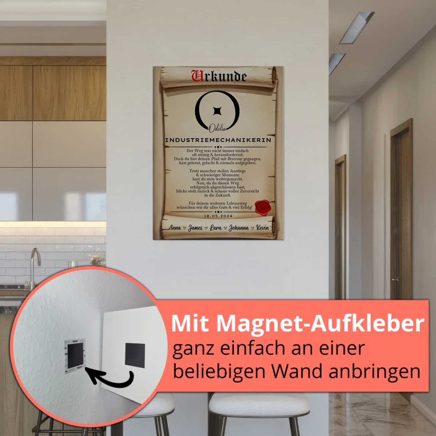Geschenk Abschluss Ausbildung Industriemechanikerin Urkunde Fotoboard Magnetisch