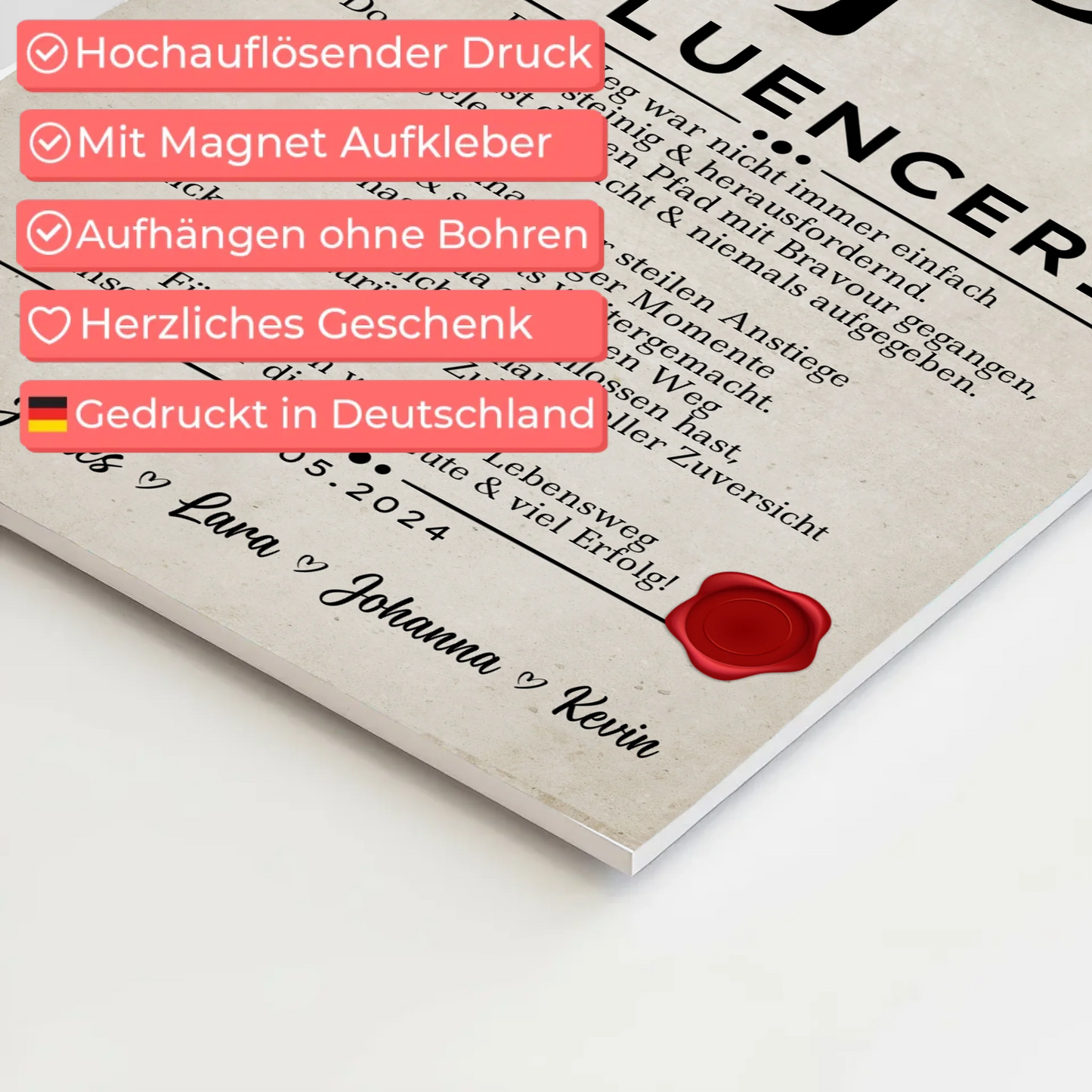 Ausbildungsabschluss Geschenk Influencerin Urkunde Fotoboard Magnet Poster