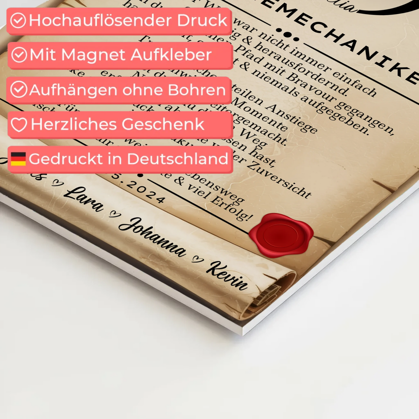 Geschenk Abschluss Ausbildung Industriemechanikerin Urkunde Fotoboard Magnetisch