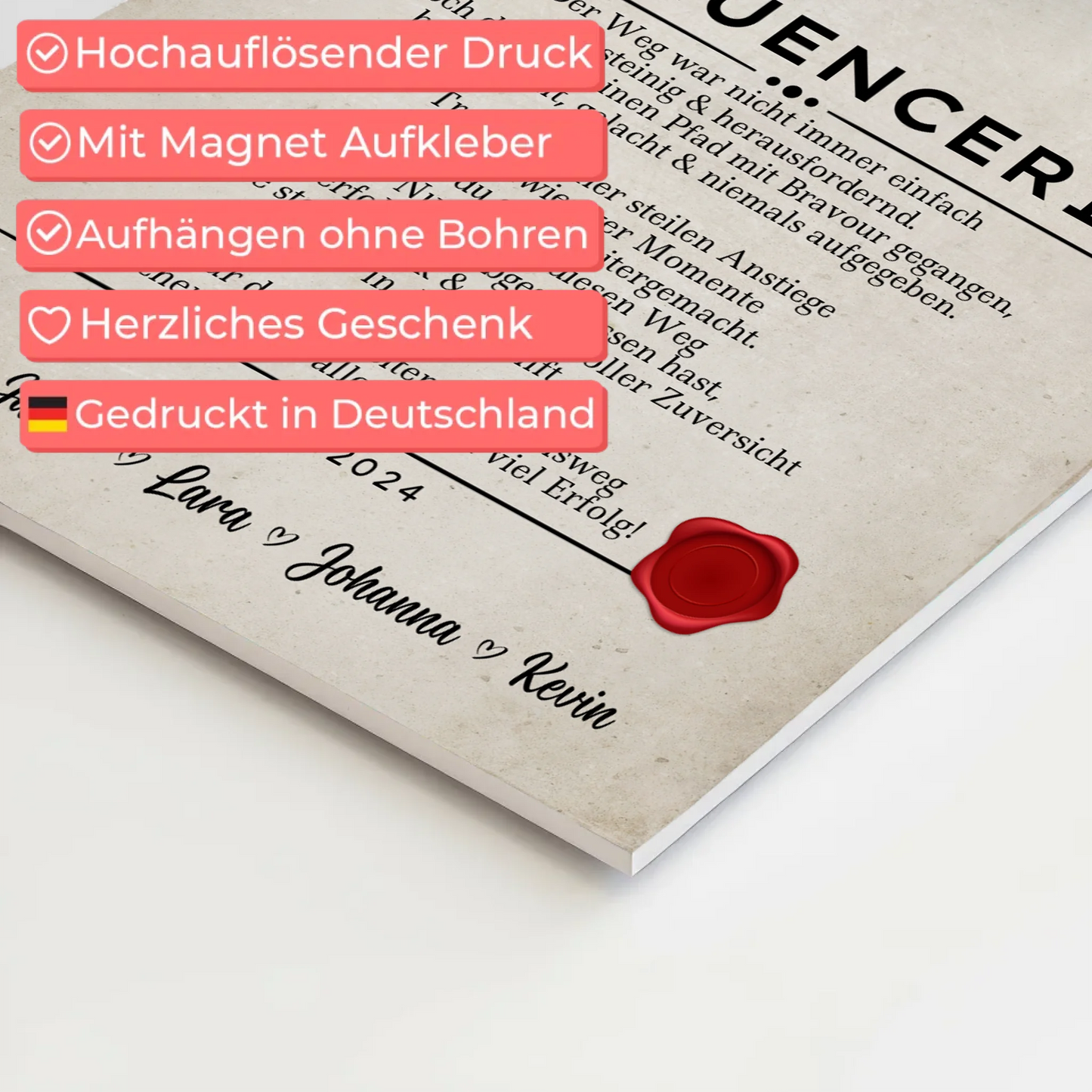 Ausbildungsabschluss Geschenk Influencerin Urkunde Fotoboard Magnet Poster