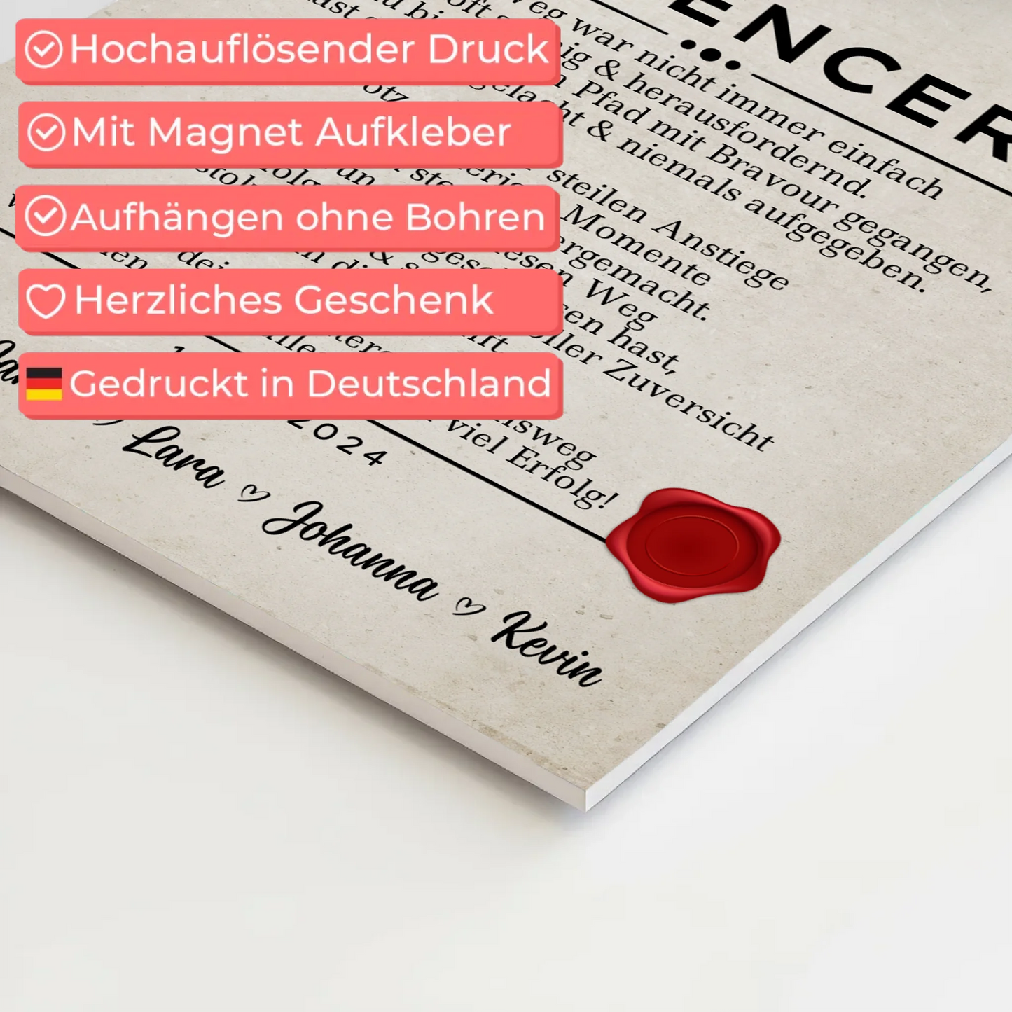 Ausbildungsabschluss Geschenk Influencerin Urkunde Fotoboard Magnet Poster