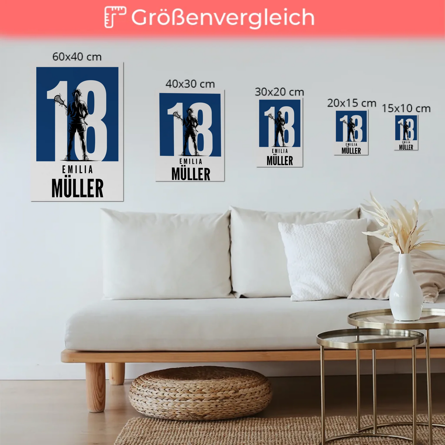 Sport Fotoboard Magnetisches Wandbild Lacrosse Lacrossespielerin Geschenk für Tocher Freundin