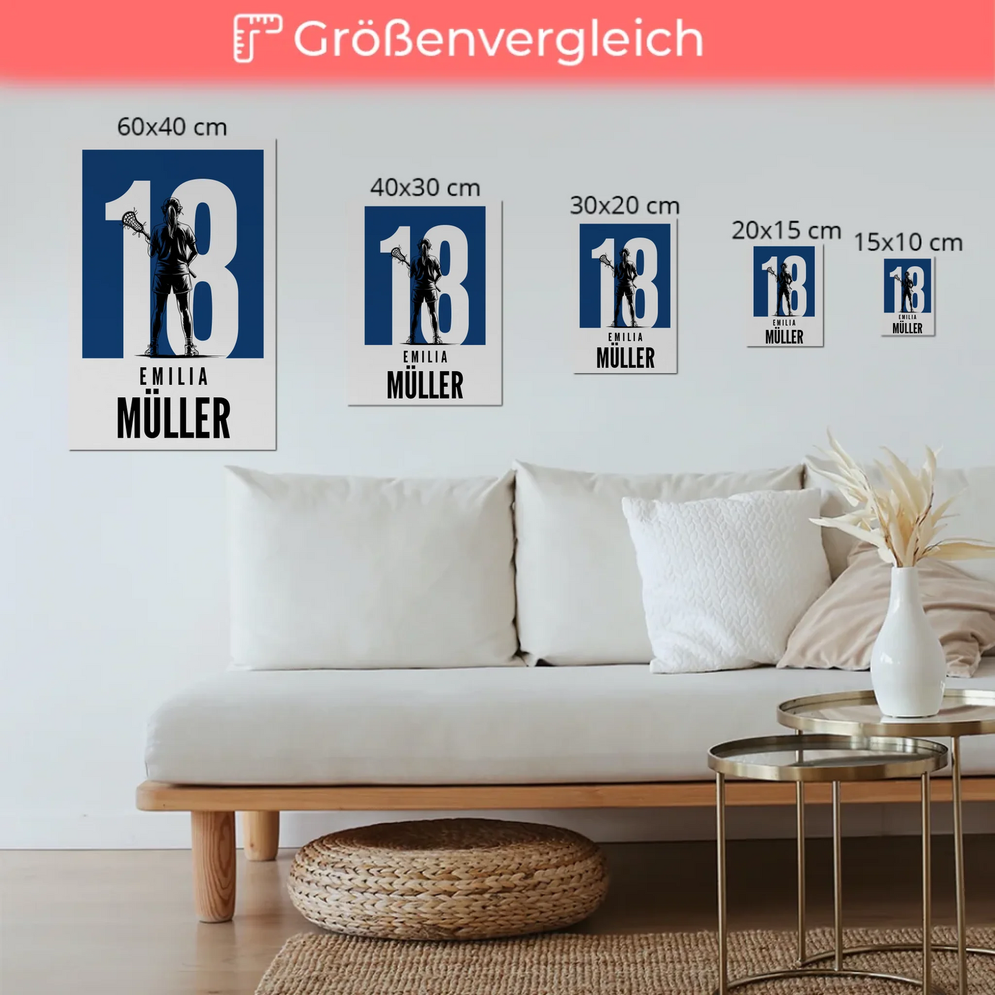 Sport Fotoboard Magnetisches Wandbild Lacrosse Lacrossespielerin Geschenk für Tocher Freundin