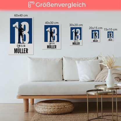 Sport Fotoboard Magnetisches Wandbild Lacrosse Lacrossespielerin Geschenk für Tocher Freundin