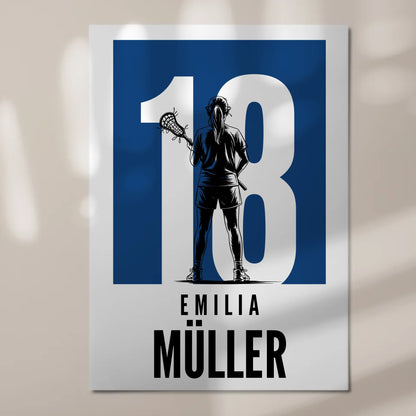 Sport Fotoboard Magnetisches Wandbild Lacrosse Lacrossespielerin Geschenk für Tocher Freundin