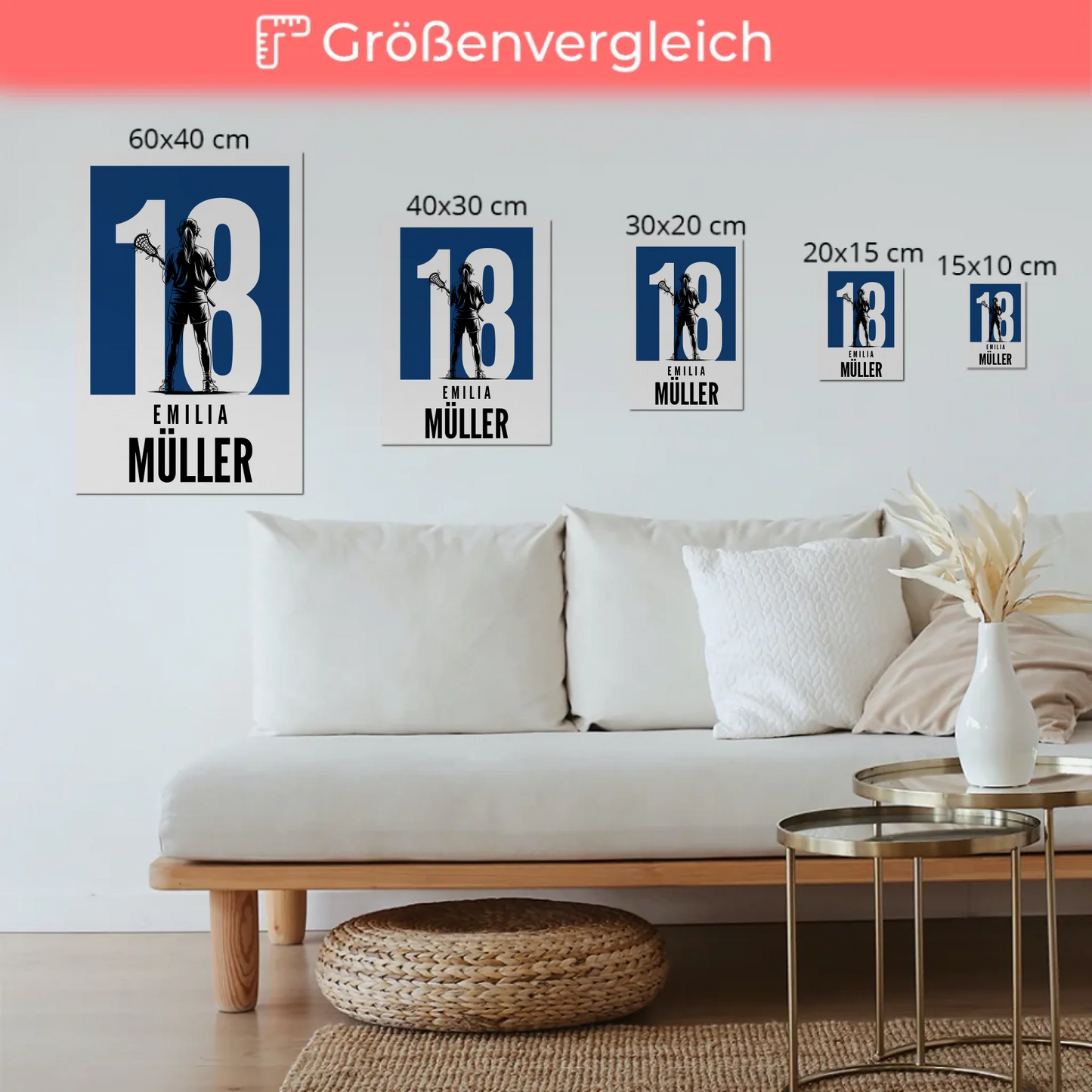 Sport Fotoboard Magnetisches Wandbild Lacrosse Lacrossespielerin Geschenk für Tocher Freundin