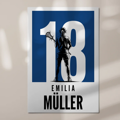 Sport Fotoboard Magnetisches Wandbild Lacrosse Lacrossespielerin Geschenk für Tocher Freundin