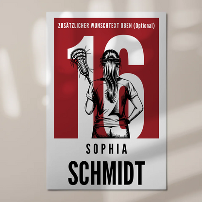 Fotoboard Personalisiertes Wandbild Lacrosse Lacrossespielerin Geschenk für Tochter
