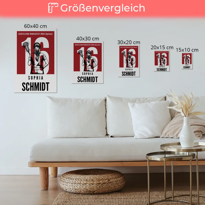 Fotoboard Personalisiertes Wandbild Lacrosse Lacrossespielerin Geschenk für Tochter