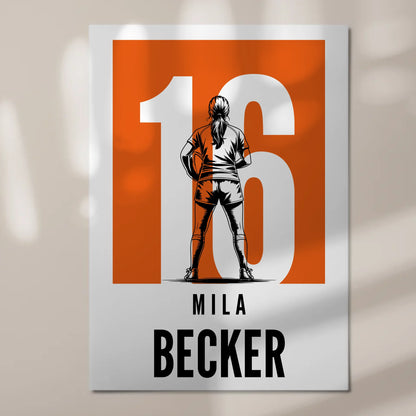 Sport Fotoboard Magnetisches Wandbild Rugby Rugbyspielerin Geschenk für Mädchen Turnier Urkunde