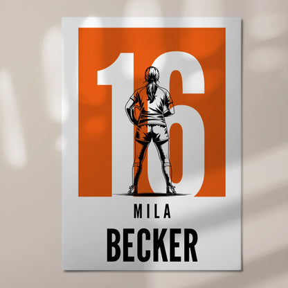 Sport Fotoboard Magnetisches Wandbild Rugby Rugbyspielerin Geschenk für Mädchen Turnier Urkunde