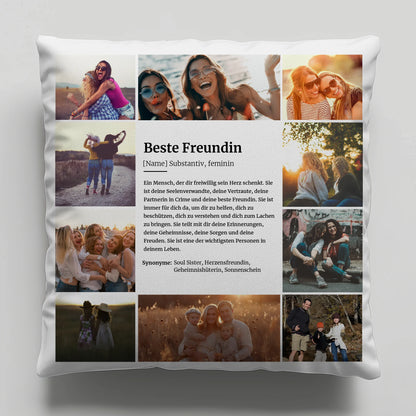 Personalisiertes Kissen Definition Beste Freundin mit 10 Fotos