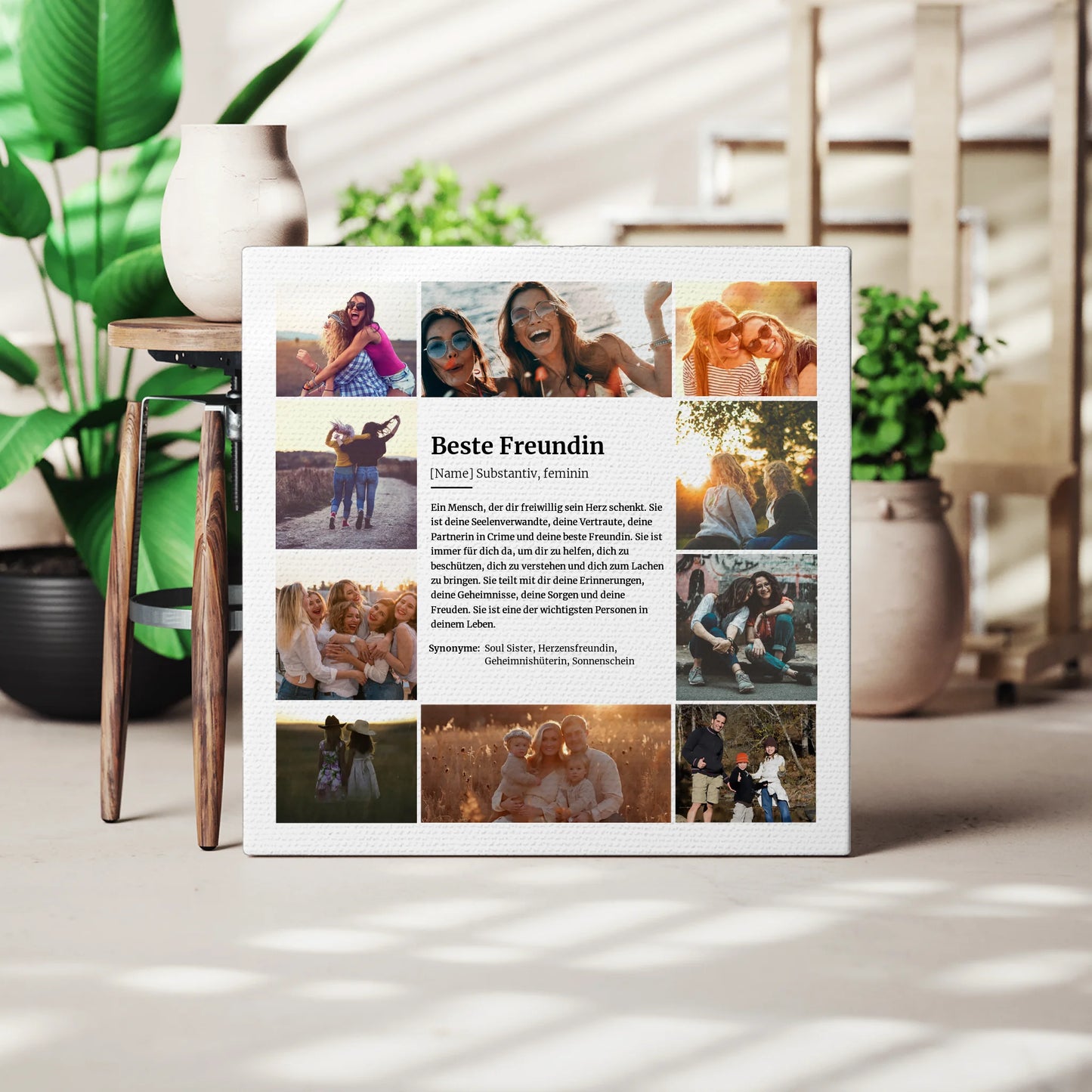 Leinwand Geschenk personalisiert Definition Beste Freundin mit 10 Fotos
