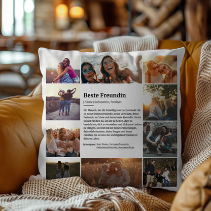 Personalisiertes Kissen Definition Beste Freundin mit 10 Fotos