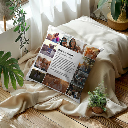 Personalisiertes Kissen Definition Beste Freundin mit 10 Fotos