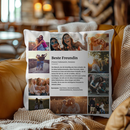 Personalisiertes Kissen Definition Beste Freundin mit 10 Fotos